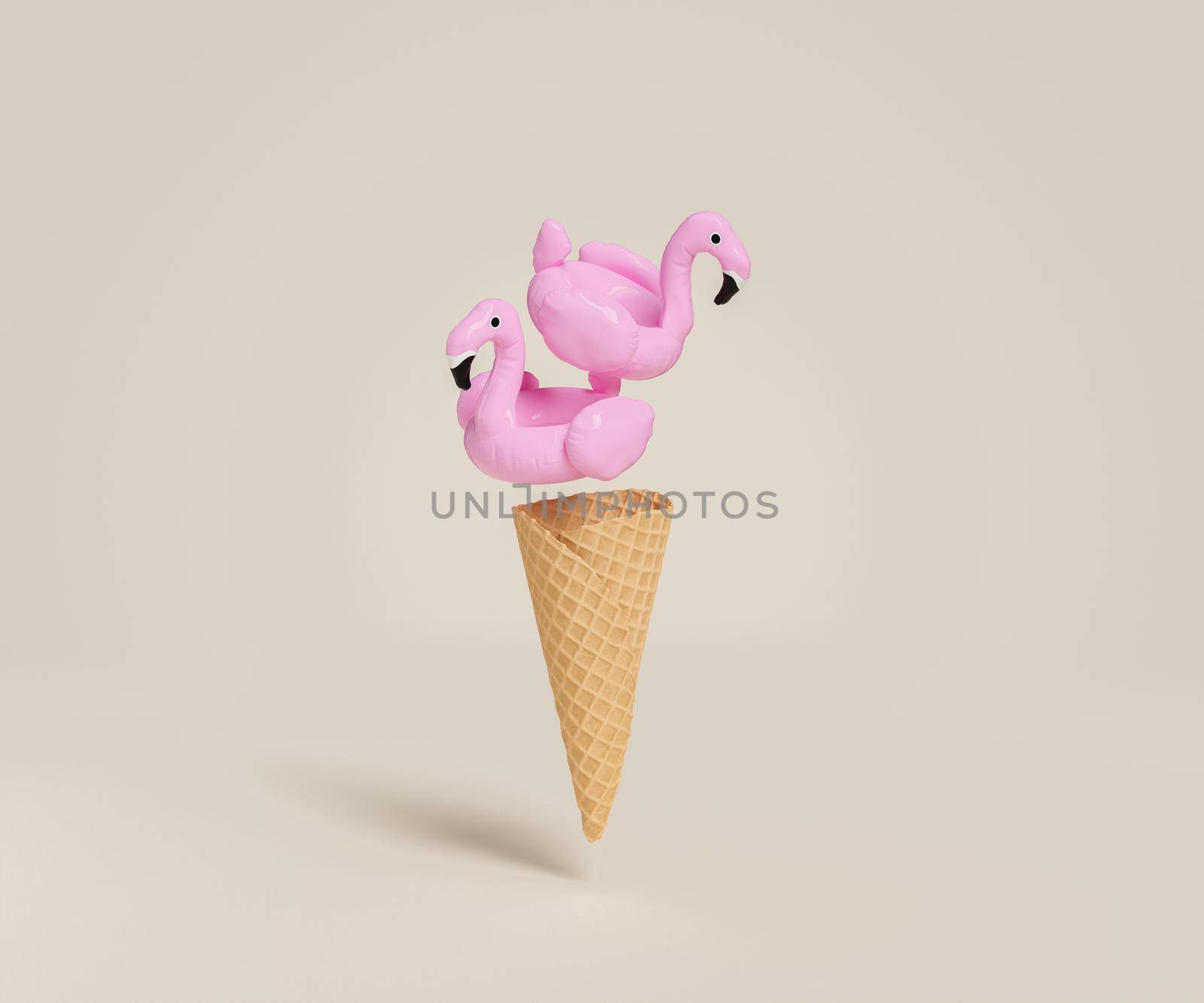 flamingo floats on an ice cream cone by asolano