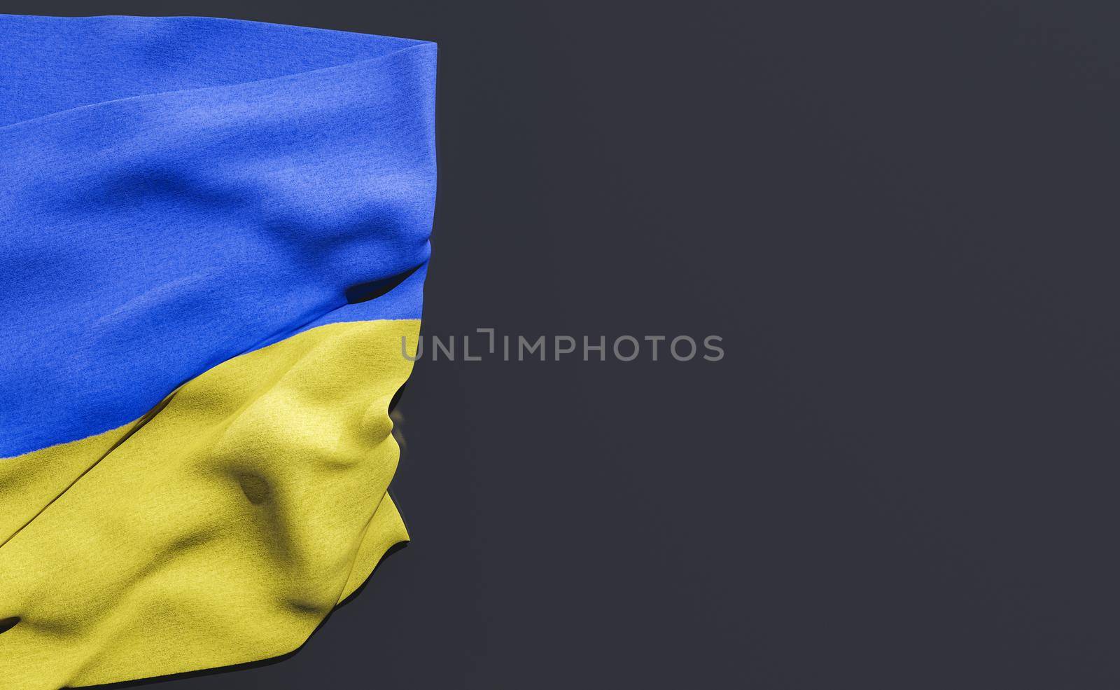 national flag of ukraine crumpled in one corner with space for text. 3d rendering