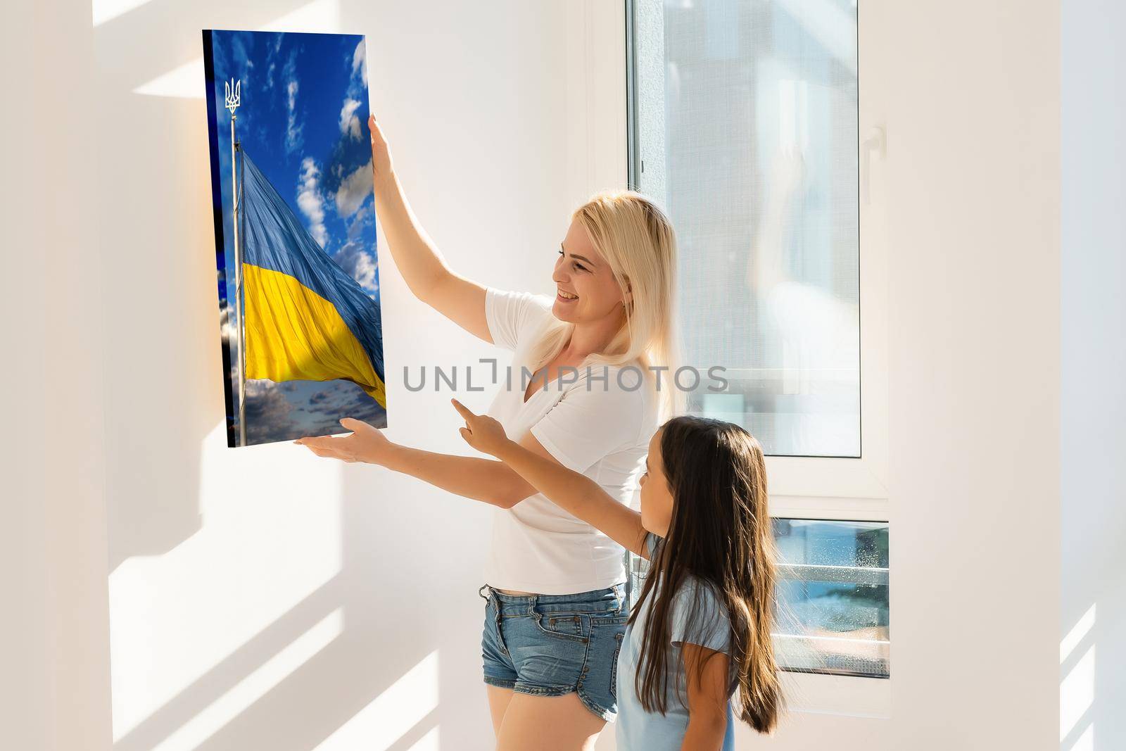 flag of ukraine oil painting on canvas. photo canvas with the flag of Ukraine by Andelov13
