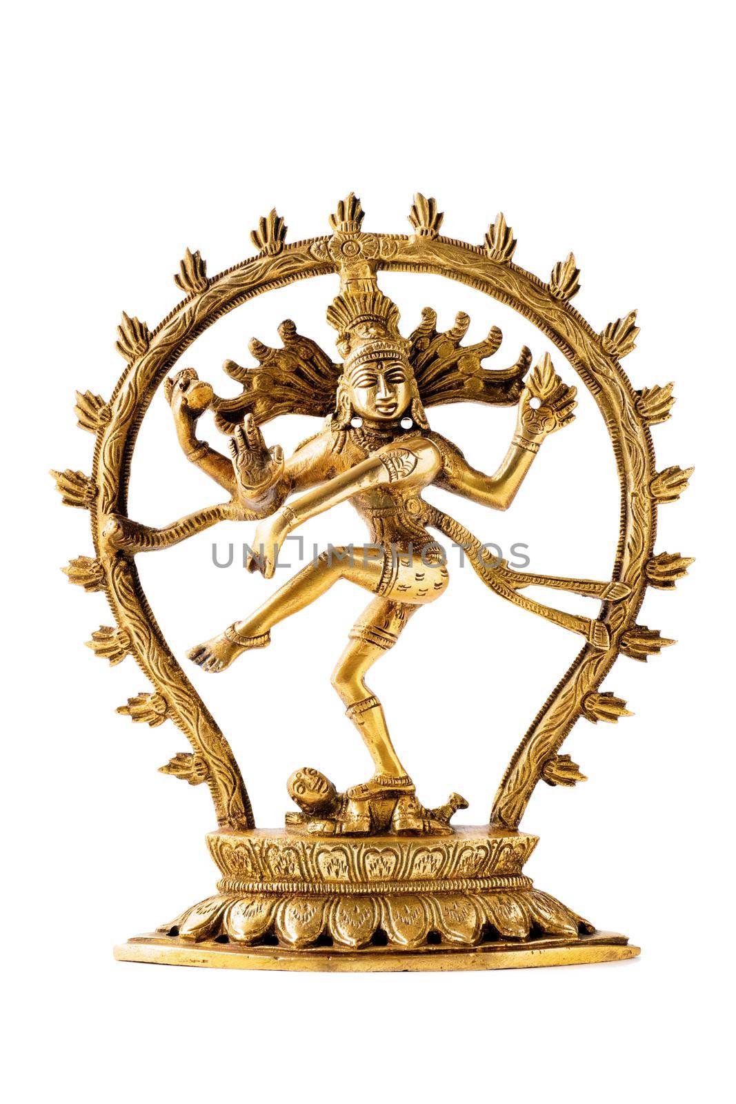 Bronze statue of indian hindu god Shiva Nataraja - Lord of Dance isolated on white