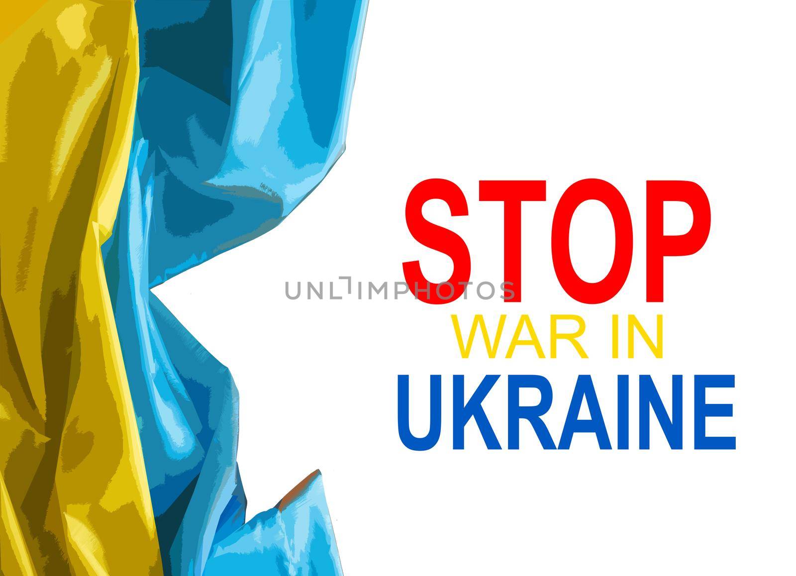 stop war in Ukraine banner illustration. by Andelov13