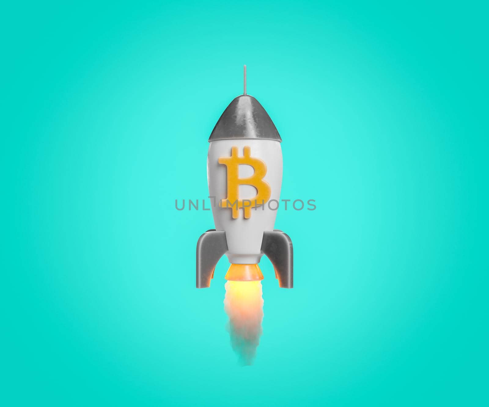 rocket taking with bitcoin symbol by asolano