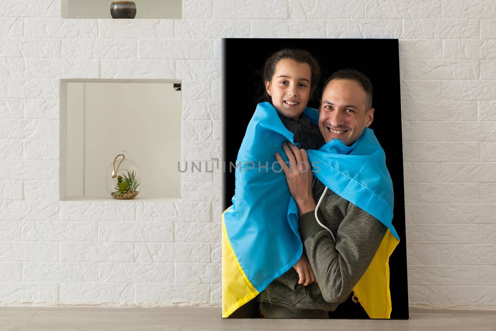 photo canvas people with the flag of Ukraine.