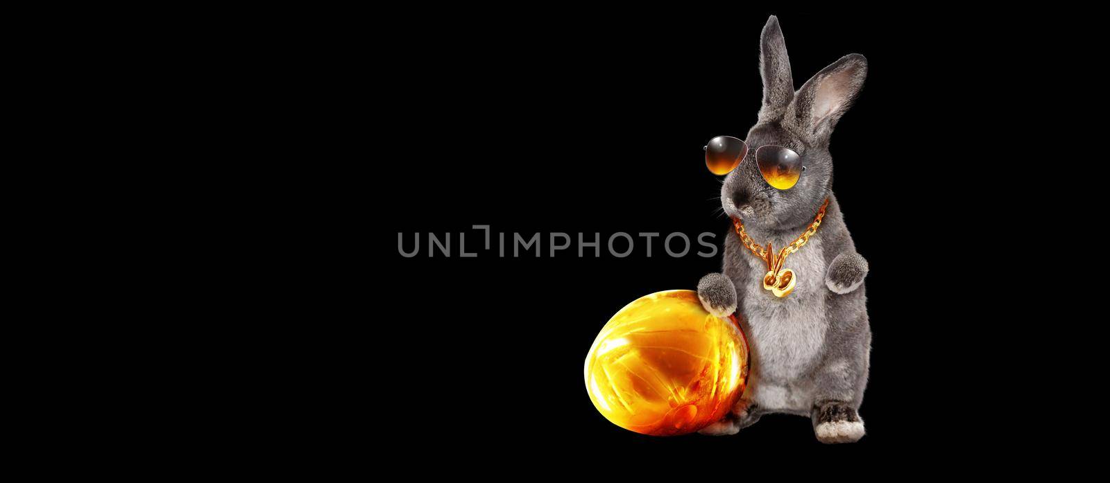 Funny Easter bunny. Happy Easter holiday concept. by Taut