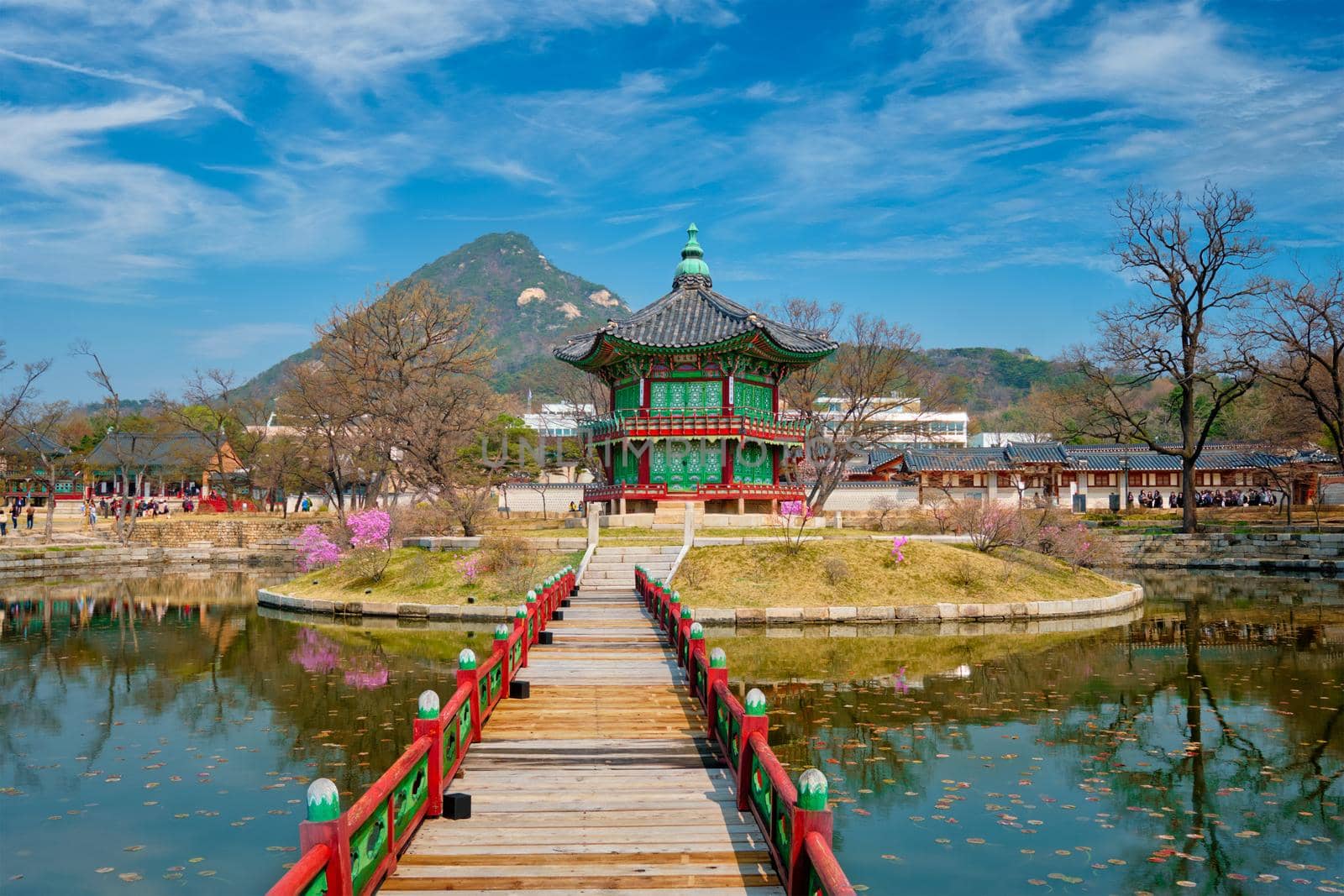 Hyangwonjeong Pavilion in Gyeongbokgung Palace, Seoul, South Korea