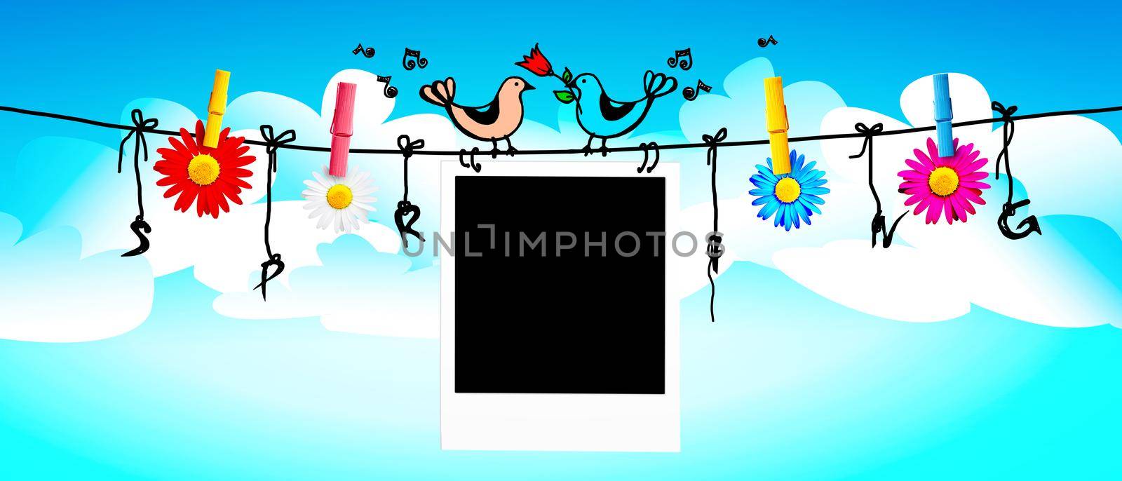 SPRING decorative inscription with letters. Creative spring concept.