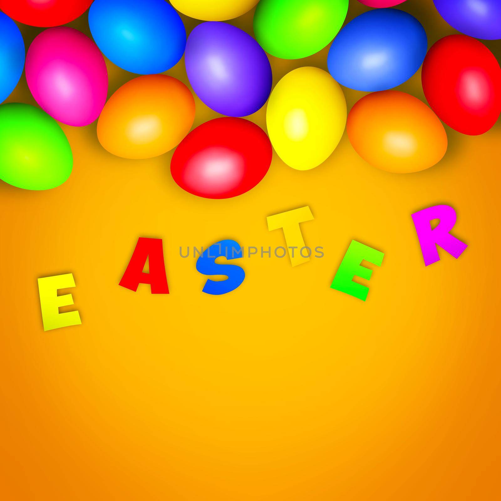 Beautiful Easter background with colorful Easter eggs. 3d illustration by Taut