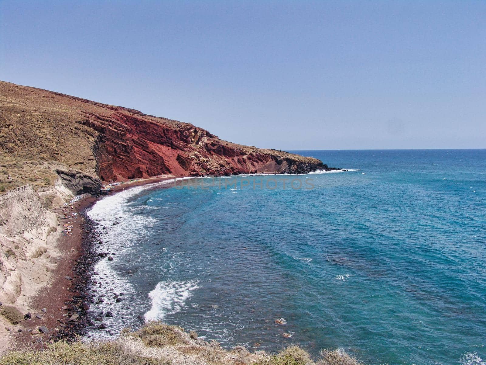 View of the seacoast and the Red beach. Santorini island, Greece. Beautiful summer landscape by feelmytravel