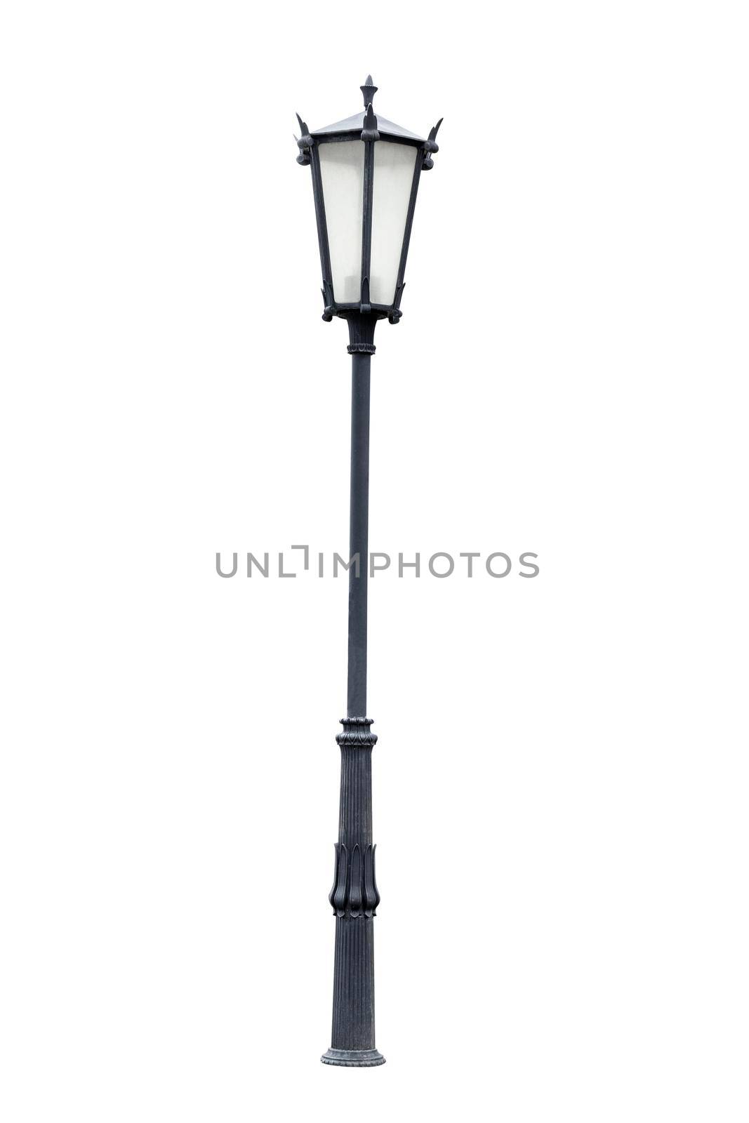 An old street lamppost isolated over white