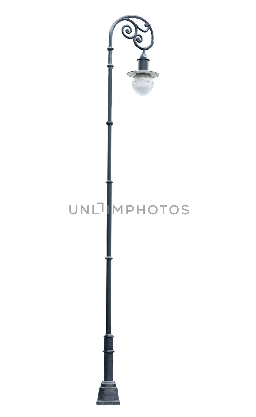 An old street lamppost isolated over white