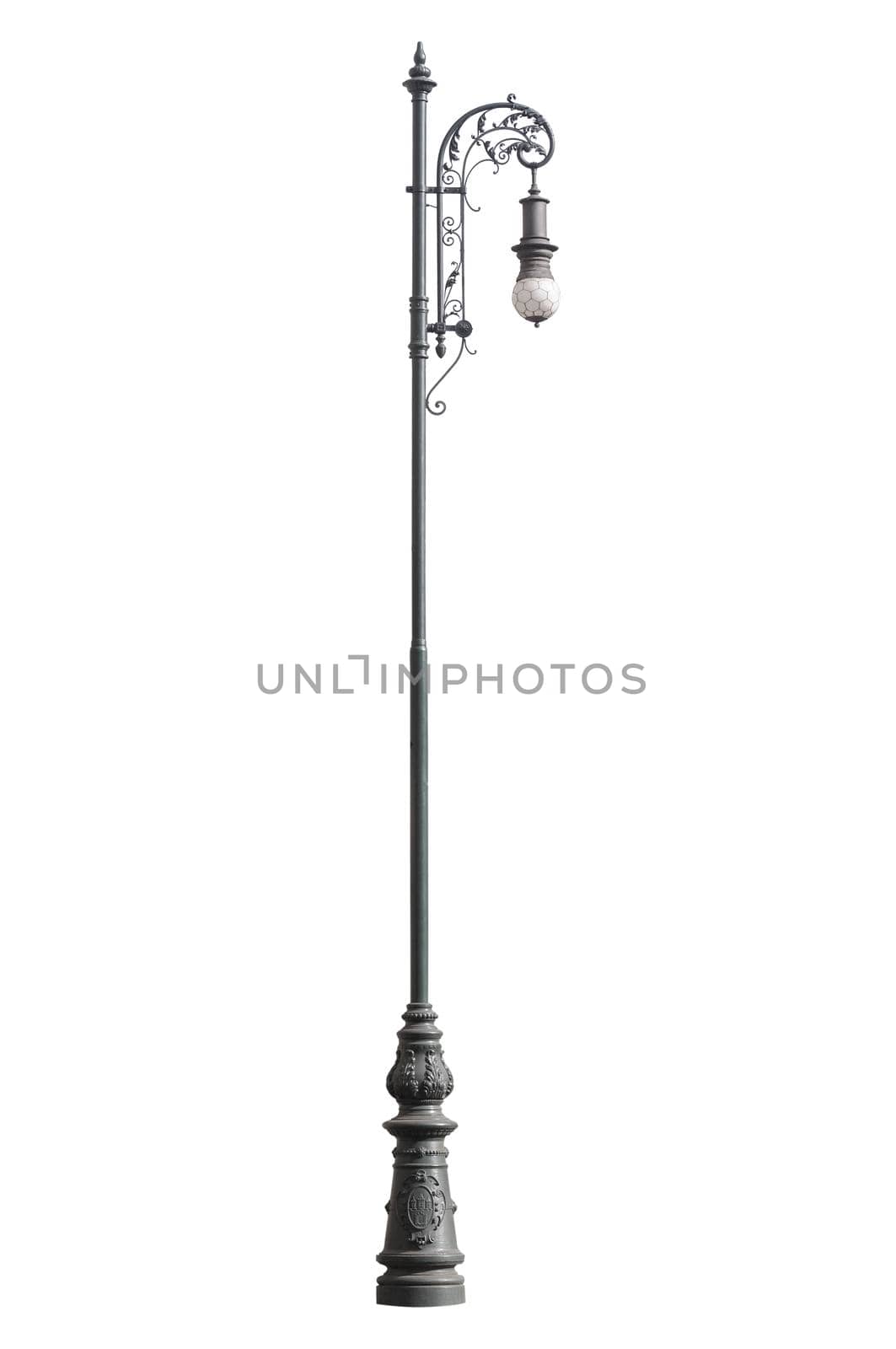 An old street lamppost isolated over white