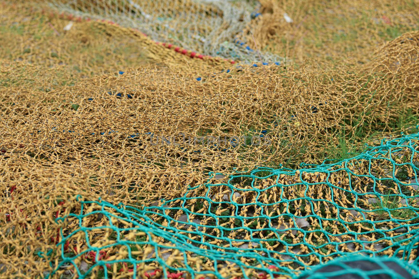 Colorful fishing nets and floats