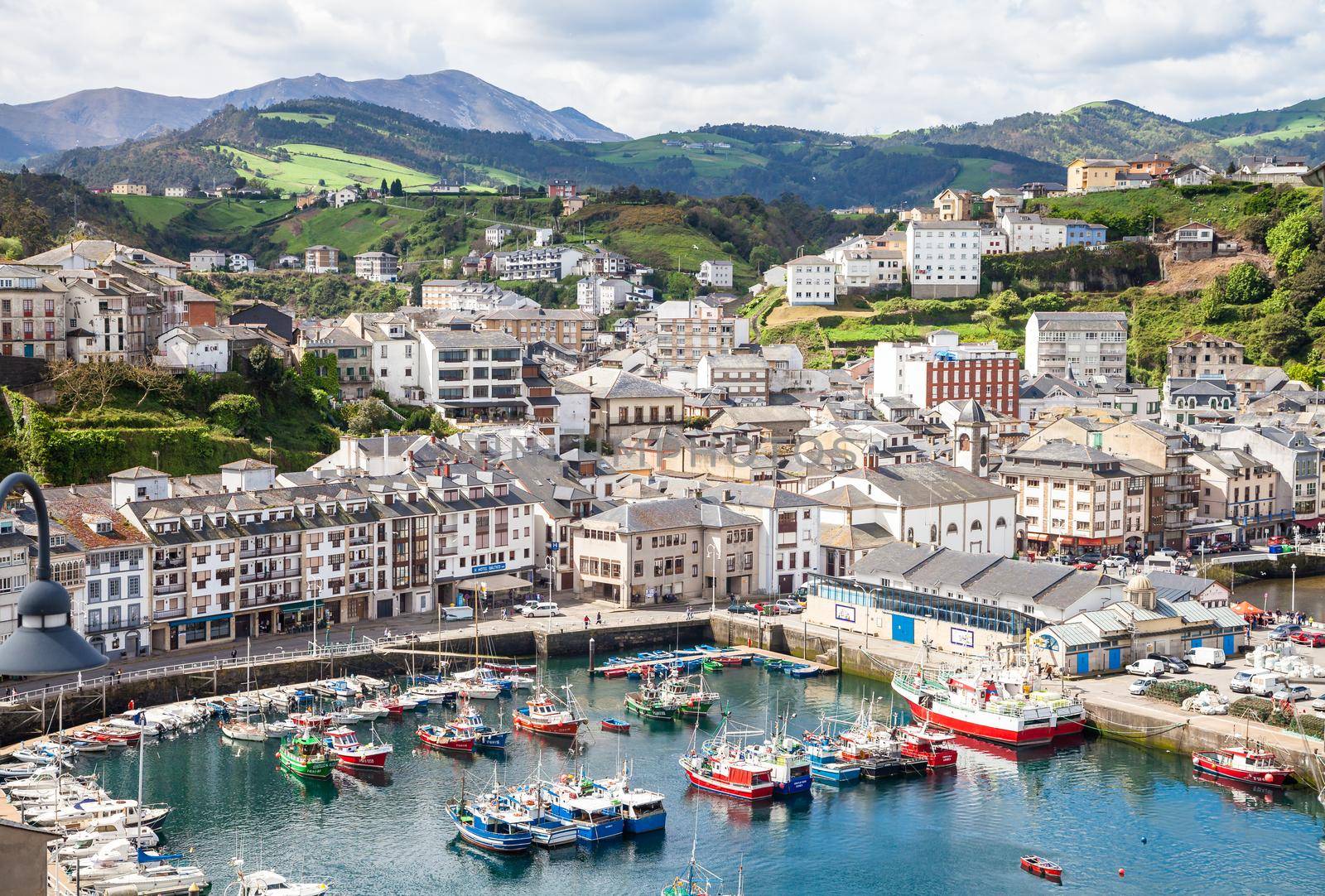 LUARCA, SPAIN - APRIL 25, 2015 - Seaport of Luarca, view from above