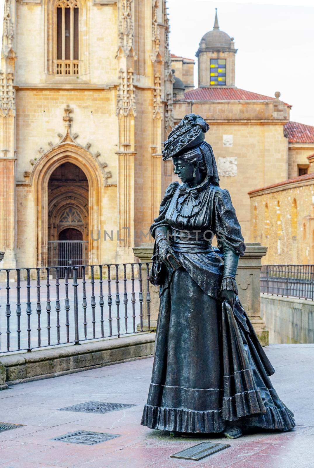 La Regenta statue near San Salvador Cathedral, Oviedo, Spain