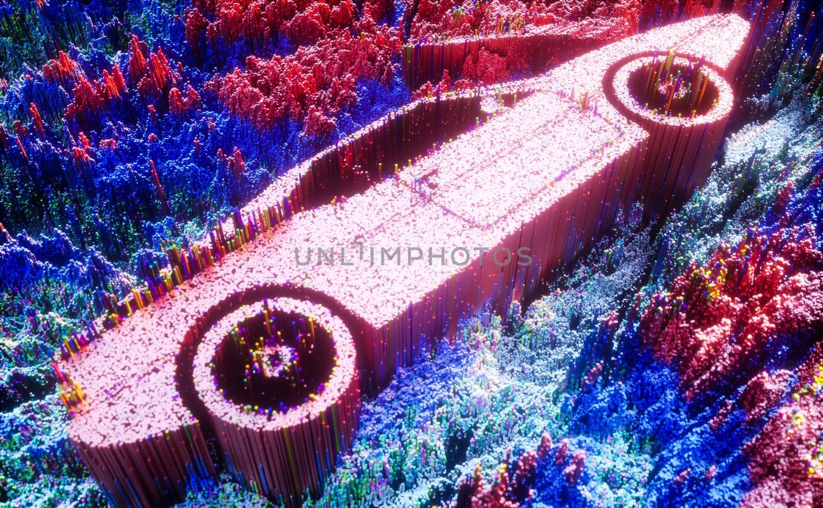 Abstract futuristic high speed sports car. Car made with particle style design. 3d Rendering.