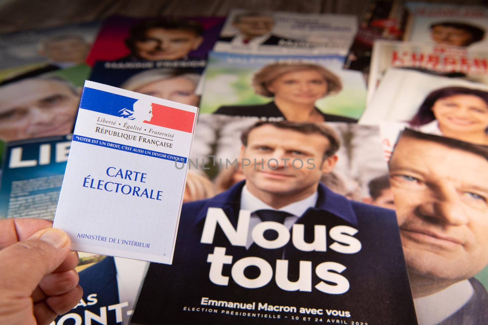 France, Paris, April 2022, The Twelve Professions of Faith for the 2022 presidential campaign in France, High quality photo