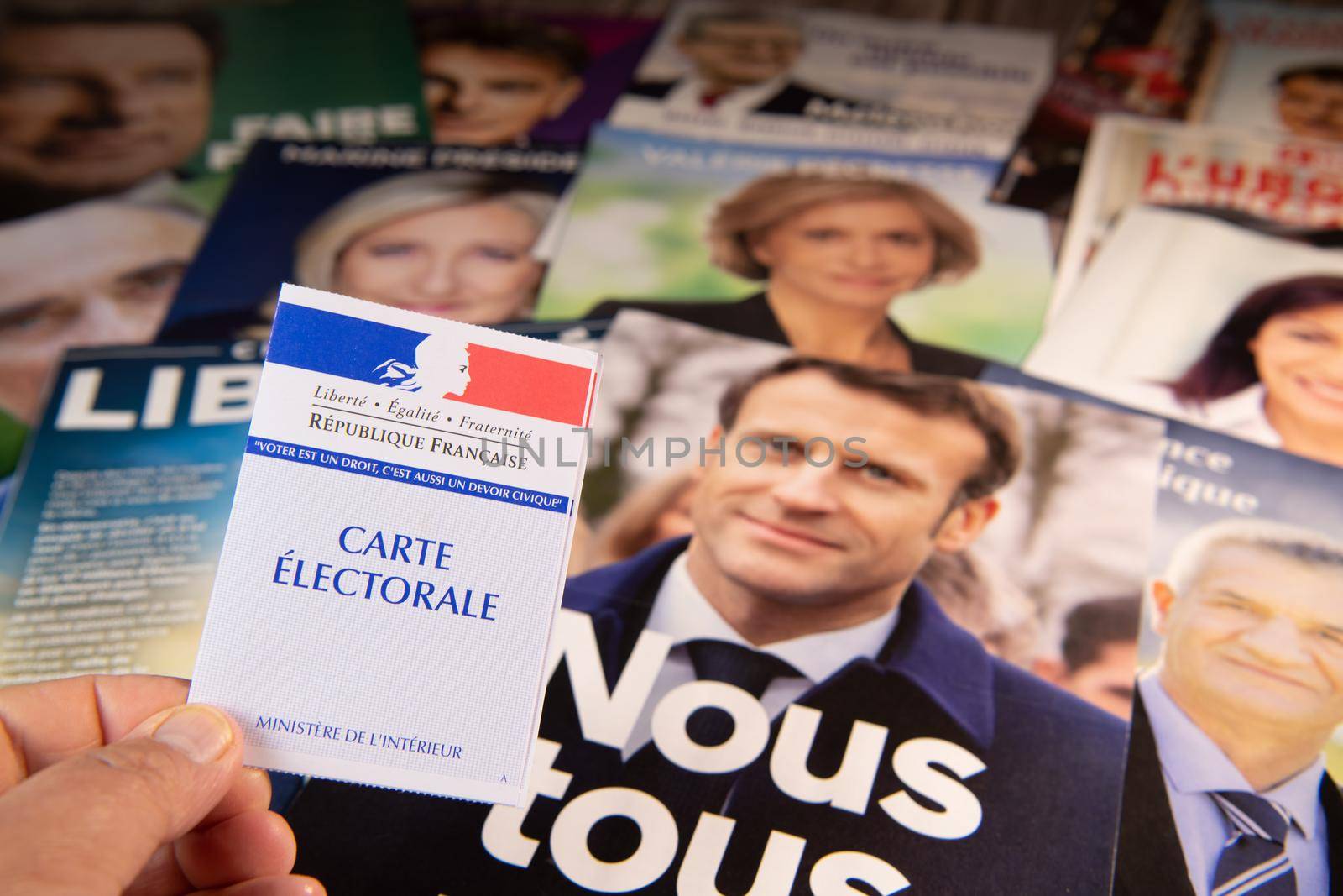 France, Paris, April 2022, The Twelve Professions of Faith for the 2022 presidential campaign in France, High quality photo