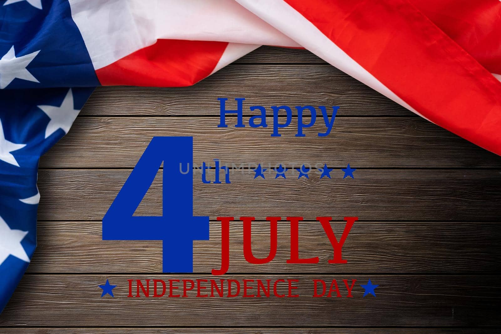 Happy 4th of July Over Distressed Wood Background by Andelov13