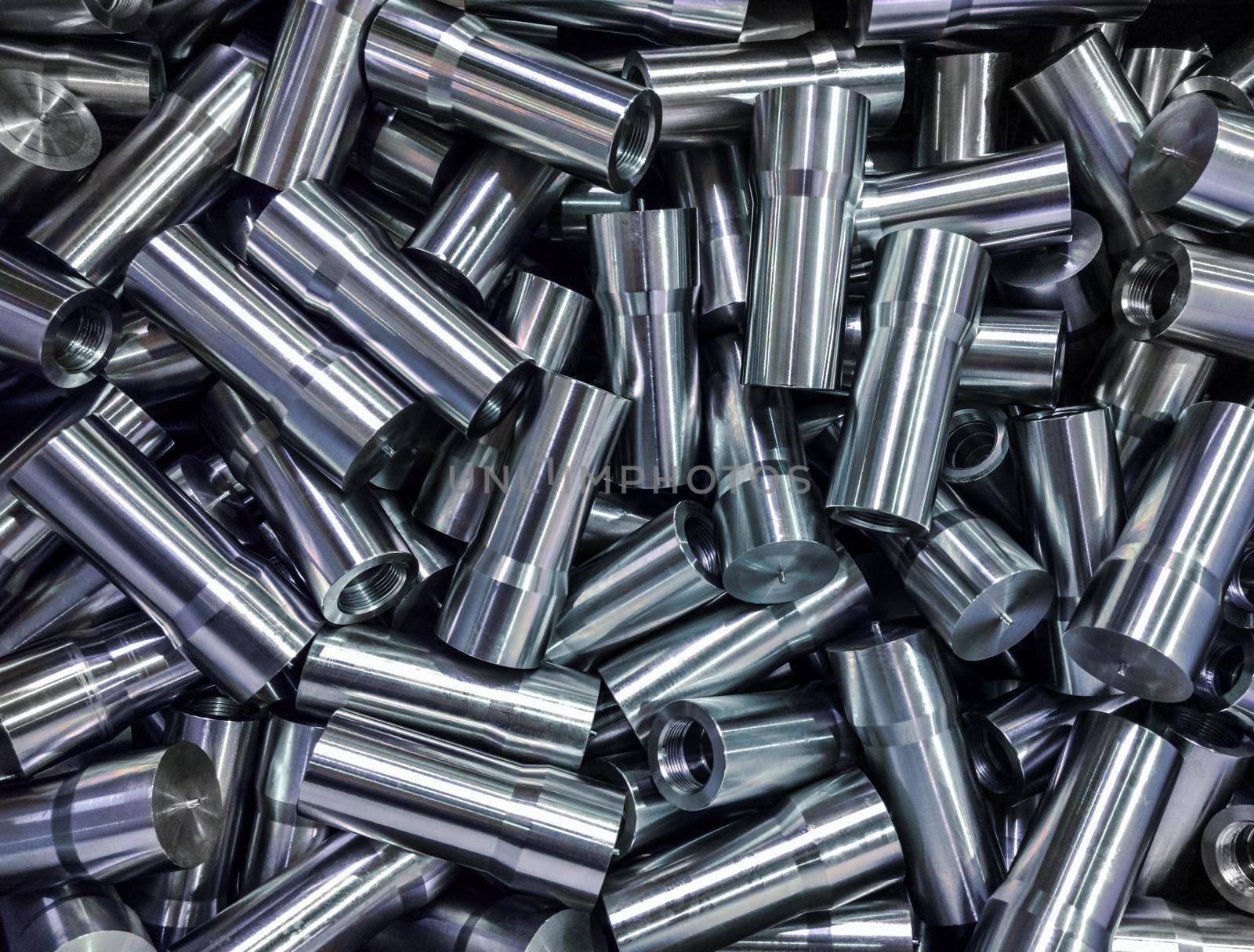 Pile of many turning engineering parts
