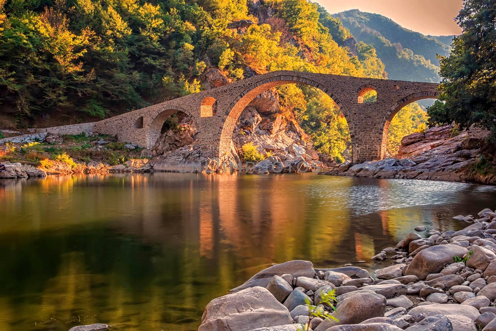 Beautiful old stone bridge near Ardino, Bulgaria by EdVal