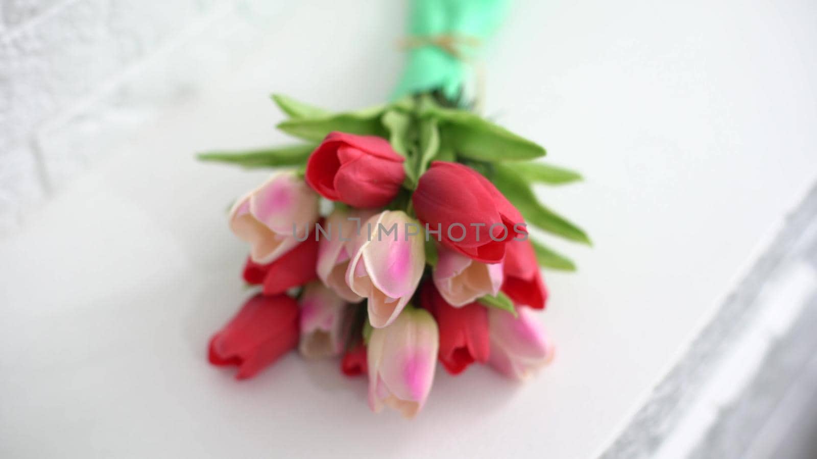 bunch of tulips isolated on white background by Andelov13