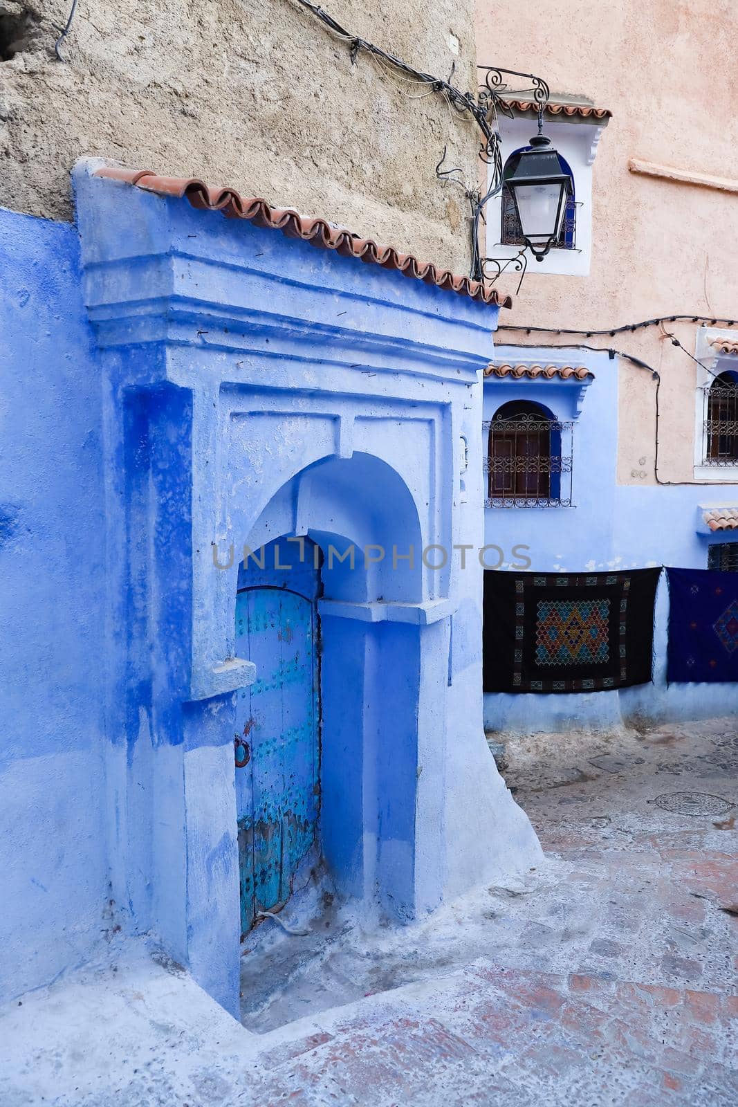 A Street in Blue Chefchaouen City, Morocco