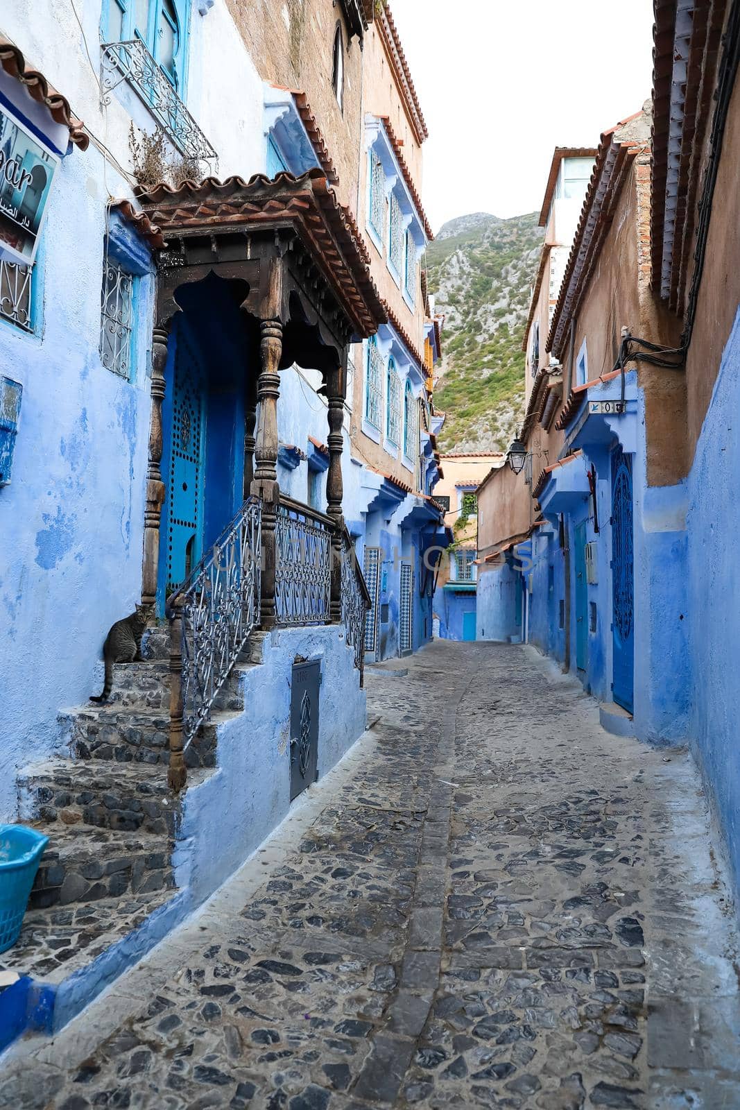 A Street in Blue Chefchaouen City, Morocco