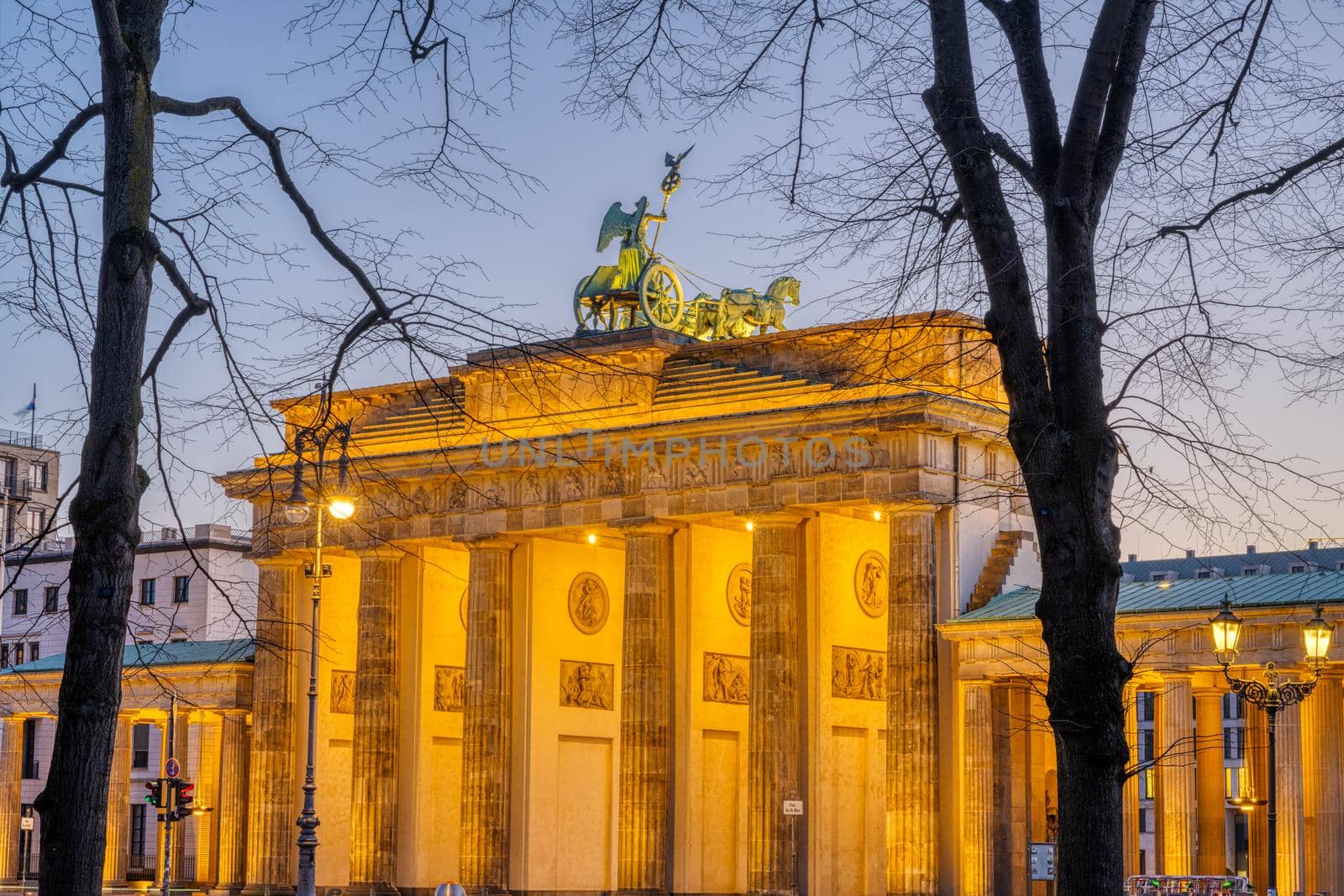 The Brandenburg Gate in Berlin at dawn by elxeneize