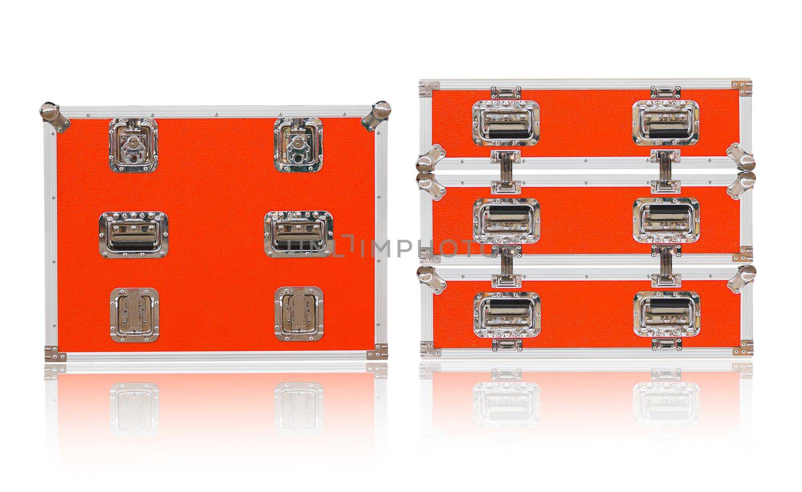 New red toolbox with shadow on white background