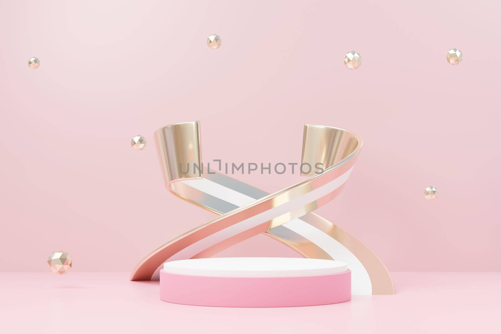 3d render abstract display podium platform for  product presentation and advertising. Minimal scene backdrop with clean design. Vacant pedestal for mock up. Empty stage with pastel color for cosmetic.