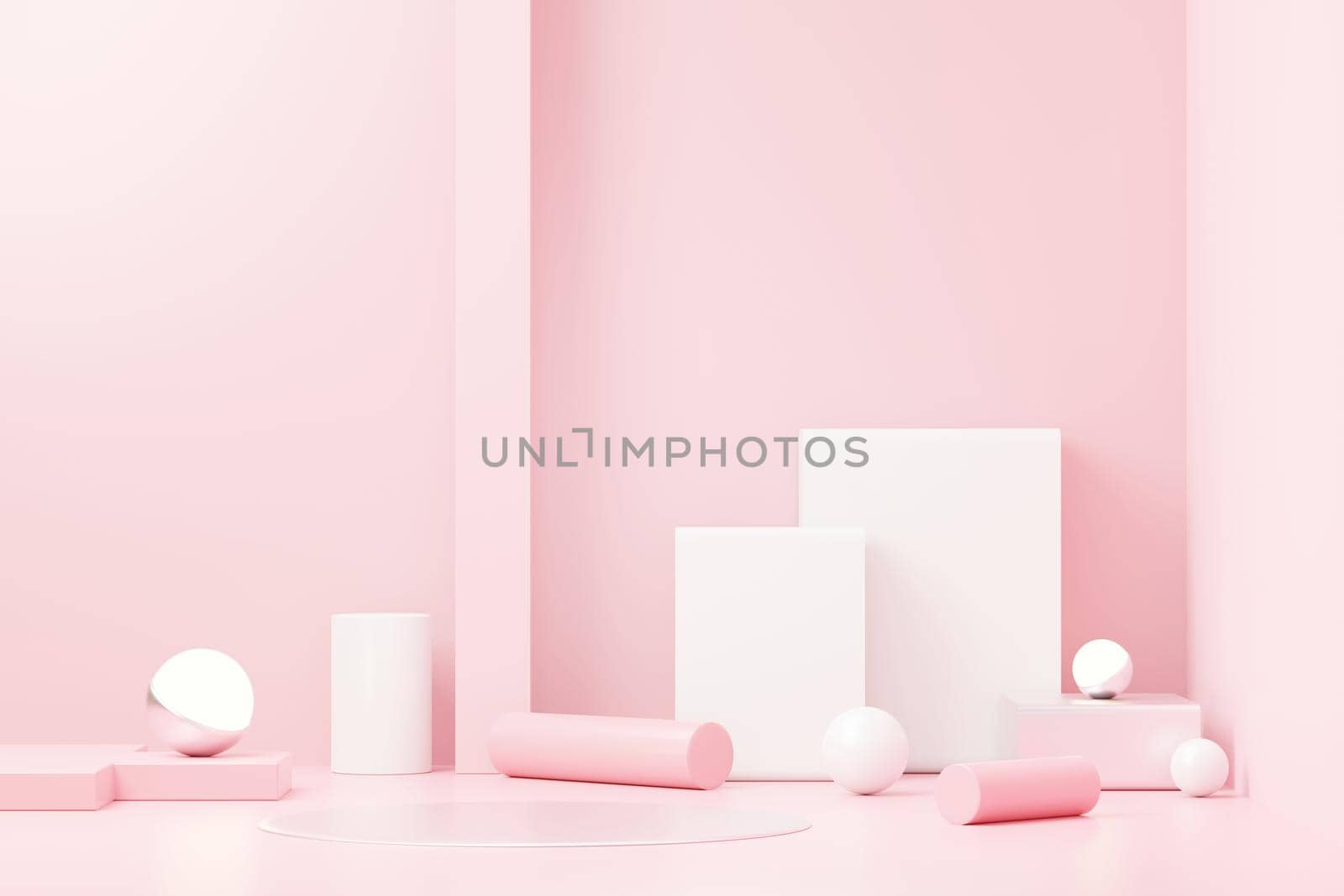 3d render abstract display podium platform for  product presentation and advertising. Minimal scene backdrop with clean design. Vacant pedestal for mock up. Empty stage with pastel color for cosmetic.