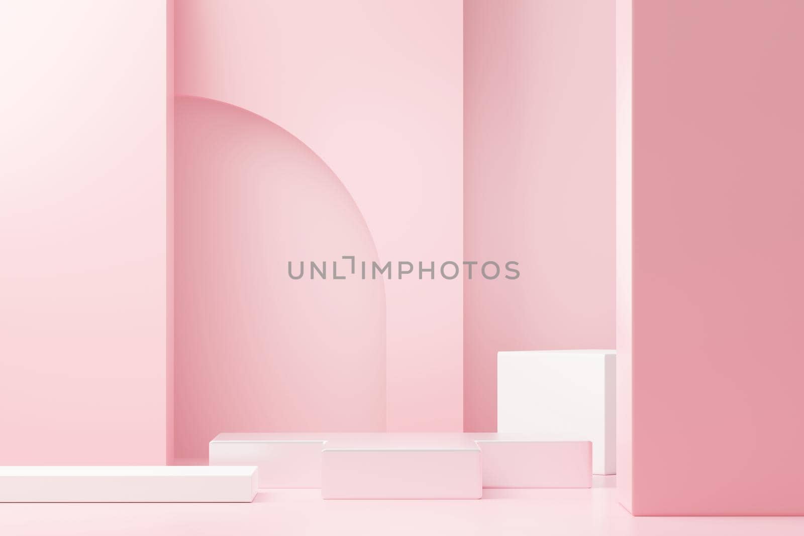 3d render abstract display podium platform for  product presentation and advertising. Minimal scene backdrop with clean design. Vacant pedestal for mock up. Empty stage with pastel color for cosmetic.