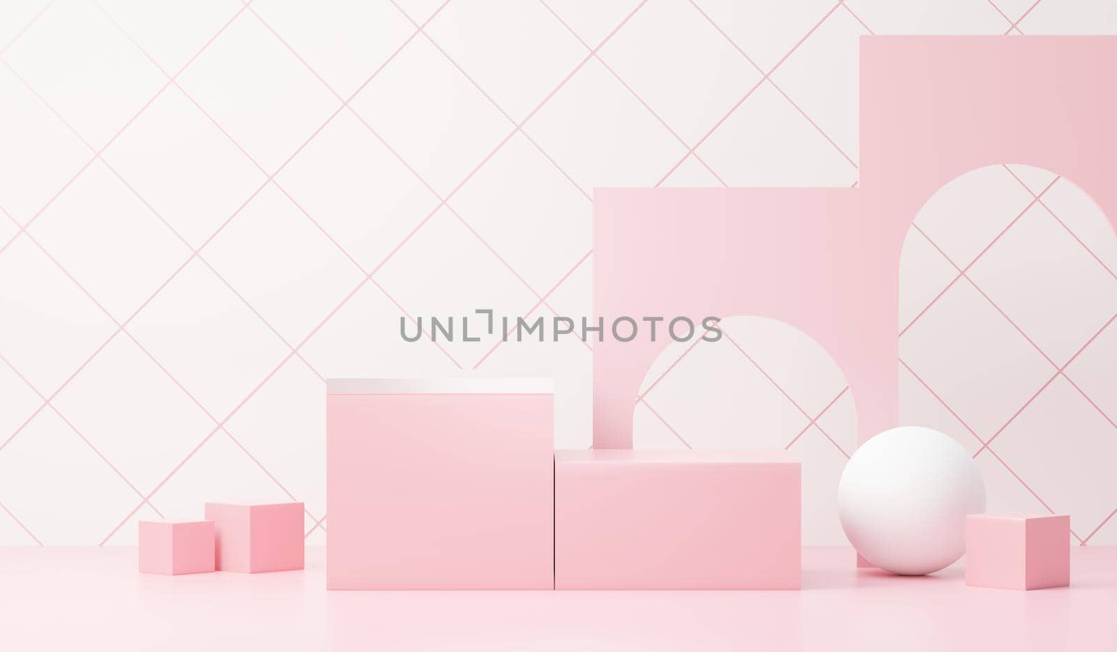 3d render abstract display podium platform for  product presentation and advertising. Minimal scene backdrop with clean design. Vacant pedestal for mock up. Empty stage with pastel color for cosmetic.