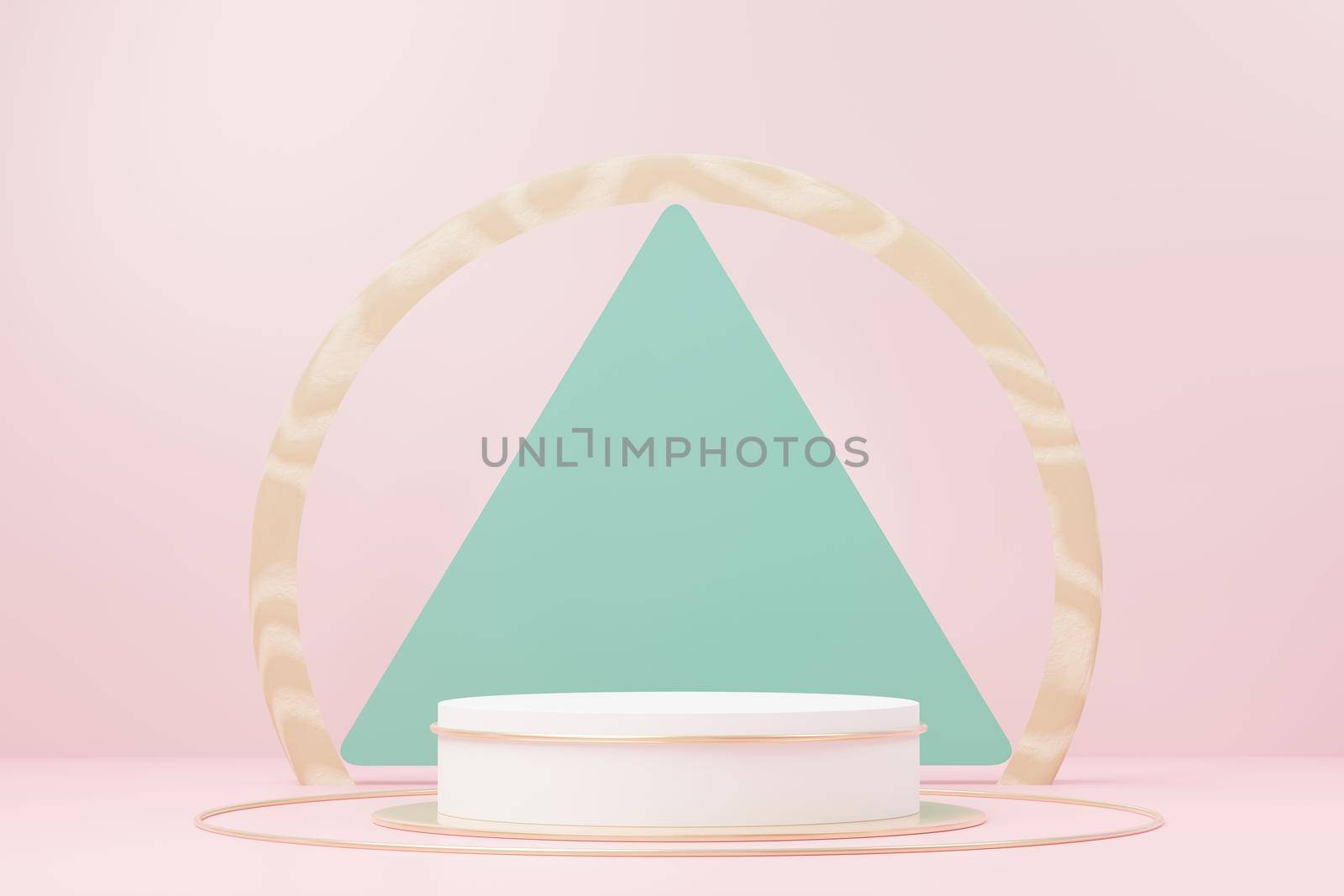 3d render abstract display podium platform for  product presentation and advertising. Minimal scene backdrop with clean design. Vacant pedestal for mock up. Empty stage with pastel color for cosmetic.