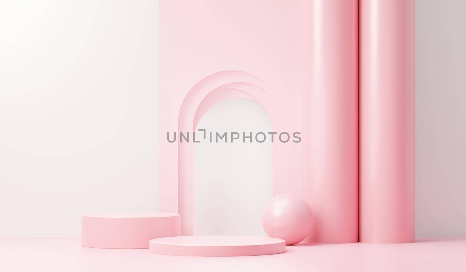 3d render abstract display podium platform for  product presentation and advertising. Minimal scene backdrop with clean design. Vacant pedestal for mock up. Empty stage with pastel color for cosmetic.