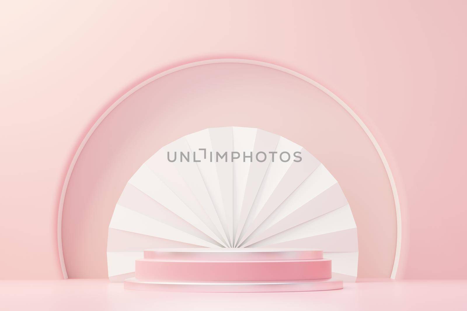 3d render abstract display podium platform for  product presentation and advertising. Minimal scene backdrop with clean design. Vacant pedestal for mock up. Empty stage with pastel color for cosmetic.