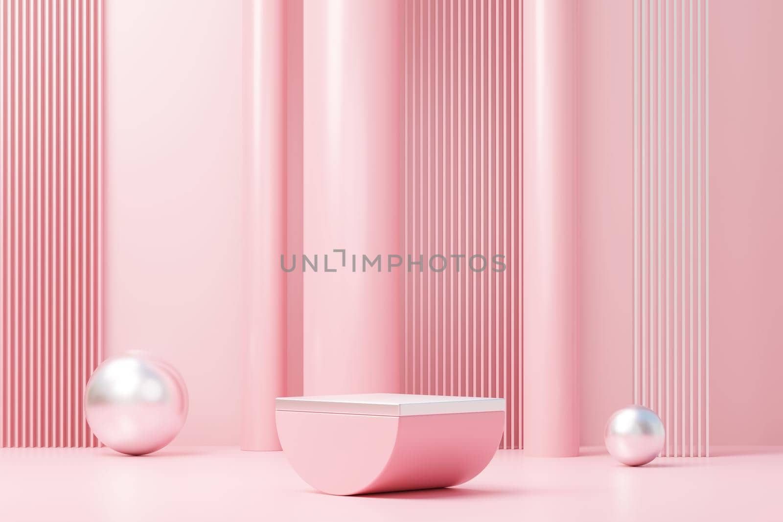 3d render abstract display podium platform for  product presentation and advertising. Minimal scene backdrop with clean design. Vacant pedestal for mock up. Empty stage with pastel color for cosmetic.