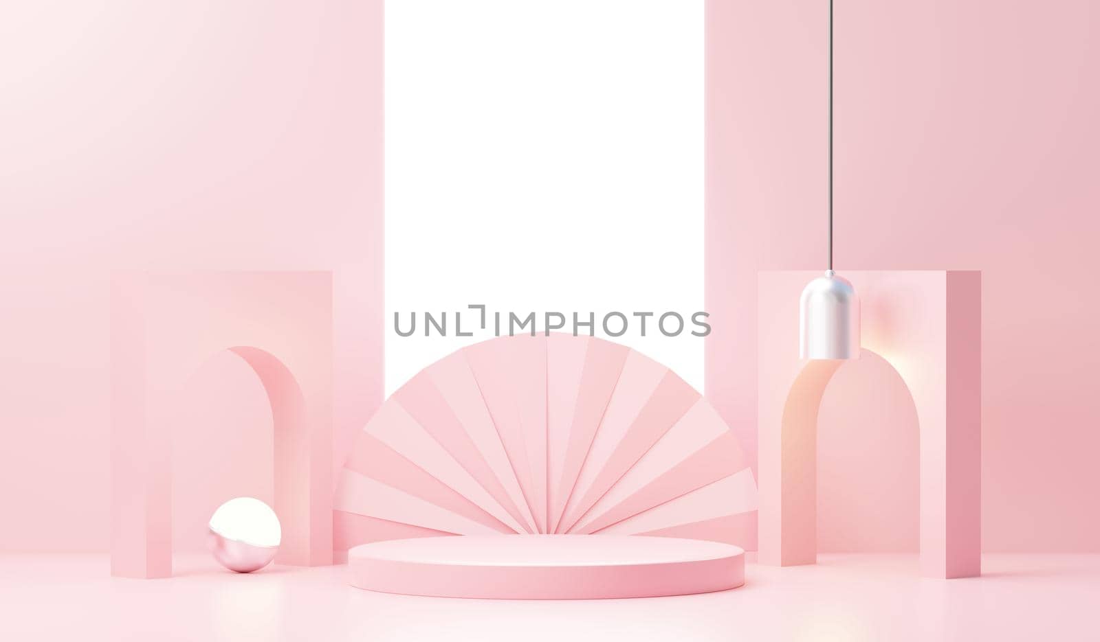 3d render abstract display podium platform for  product presentation and advertising. Minimal scene backdrop with clean design. Vacant pedestal for mock up. Empty stage with pastel color for cosmetic.