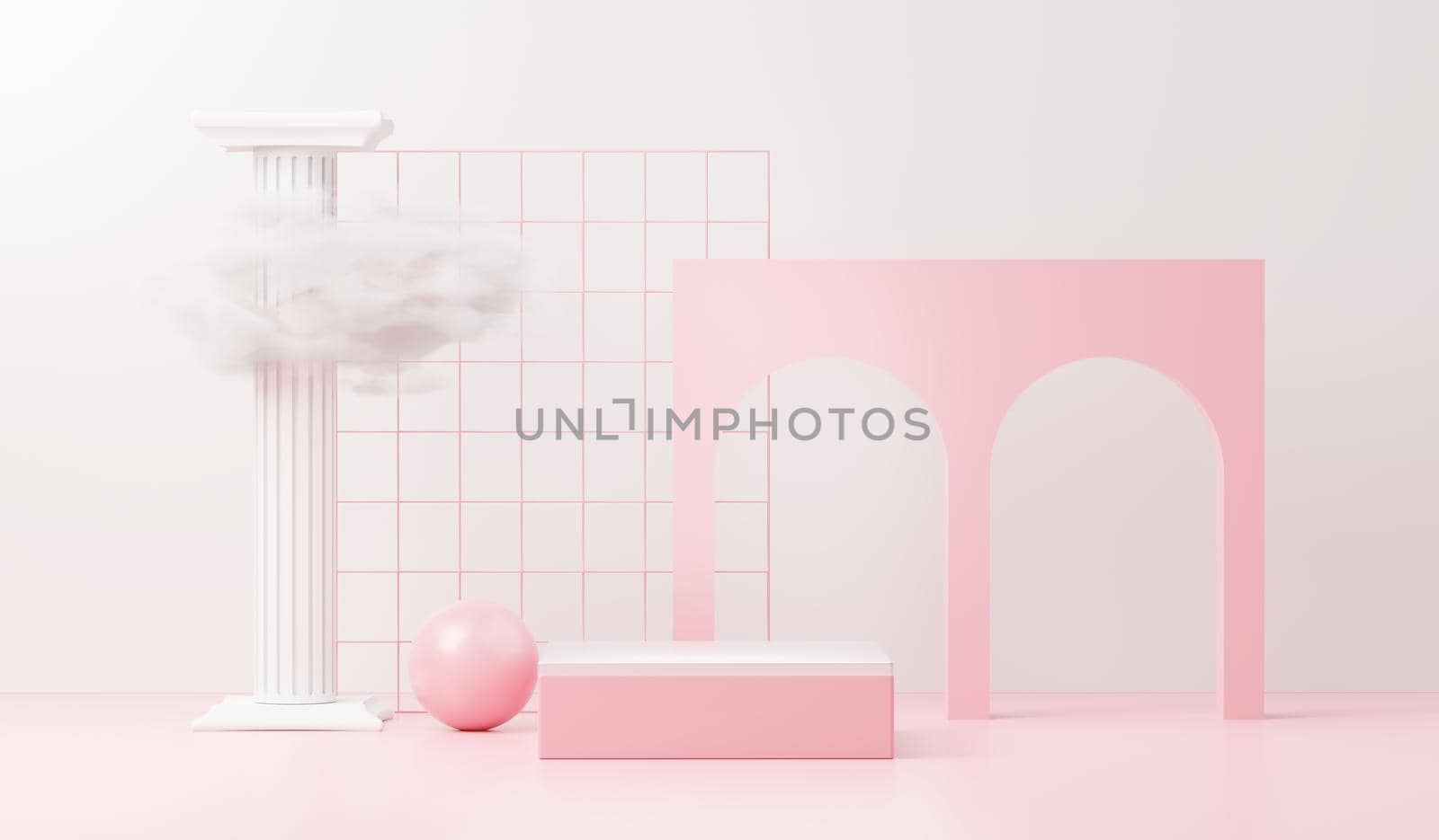 3d render abstract display podium platform for  product presentation and advertising. Minimal scene backdrop with clean design. Vacant pedestal for mock up. Empty stage with pastel color for cosmetic.