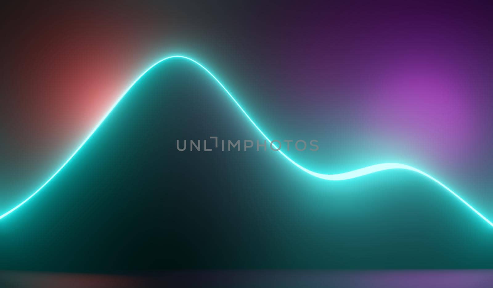 3d render of RGB neon light on darkness background. Abstract Laser lines show at night. Ultraviolet spectrum beam scene for mock up and web banner.