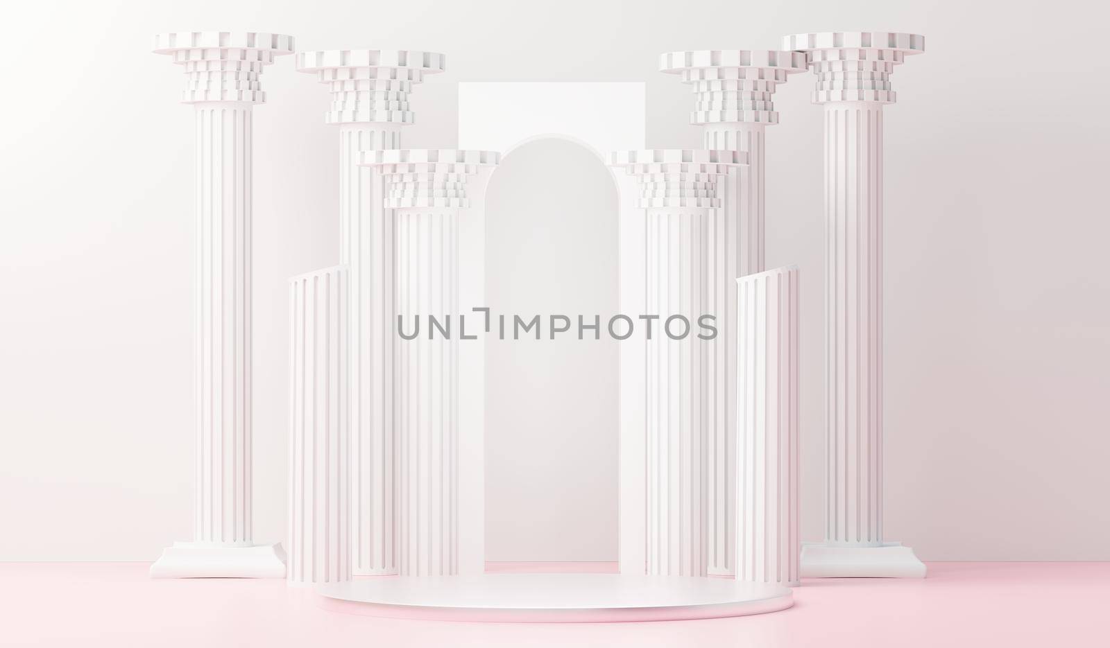 3d render abstract display podium platform for  product presentation and advertising. Minimal scene backdrop with clean design. Vacant pedestal for mock up. Empty stage with pastel color for cosmetic.