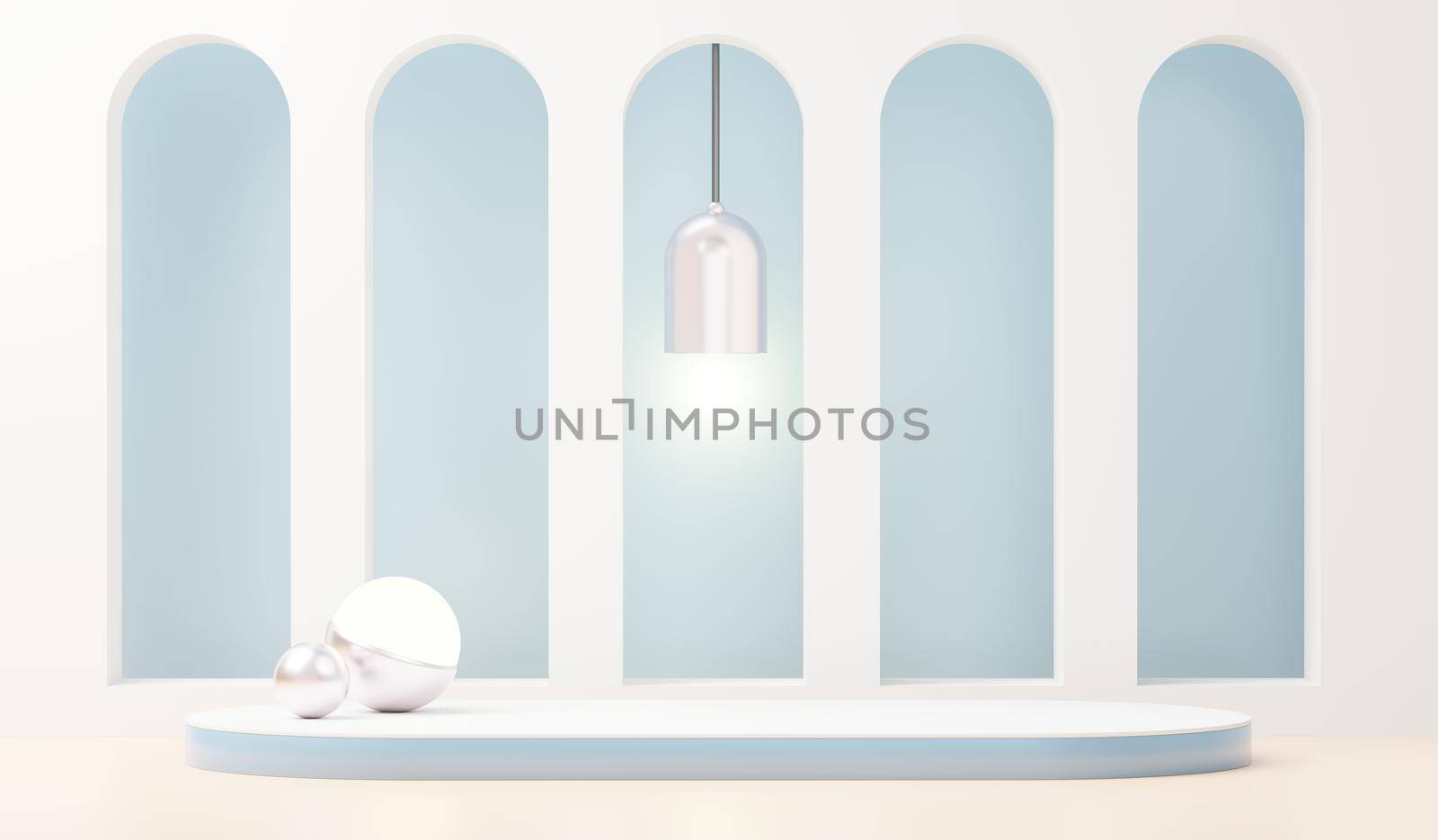 3d render abstract display podium platform for  product presentation and advertising. Minimal scene backdrop with clean design. Vacant pedestal for mock up. Empty stage with pastel color for cosmetic.