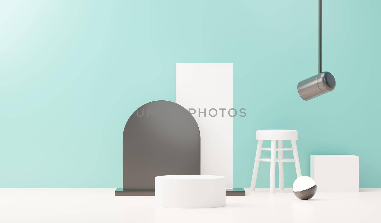 3d render abstract display podium platform for  product presentation and advertising. Minimal scene backdrop with clean design. Vacant pedestal for mock up. Empty stage with pastel color for cosmetic.