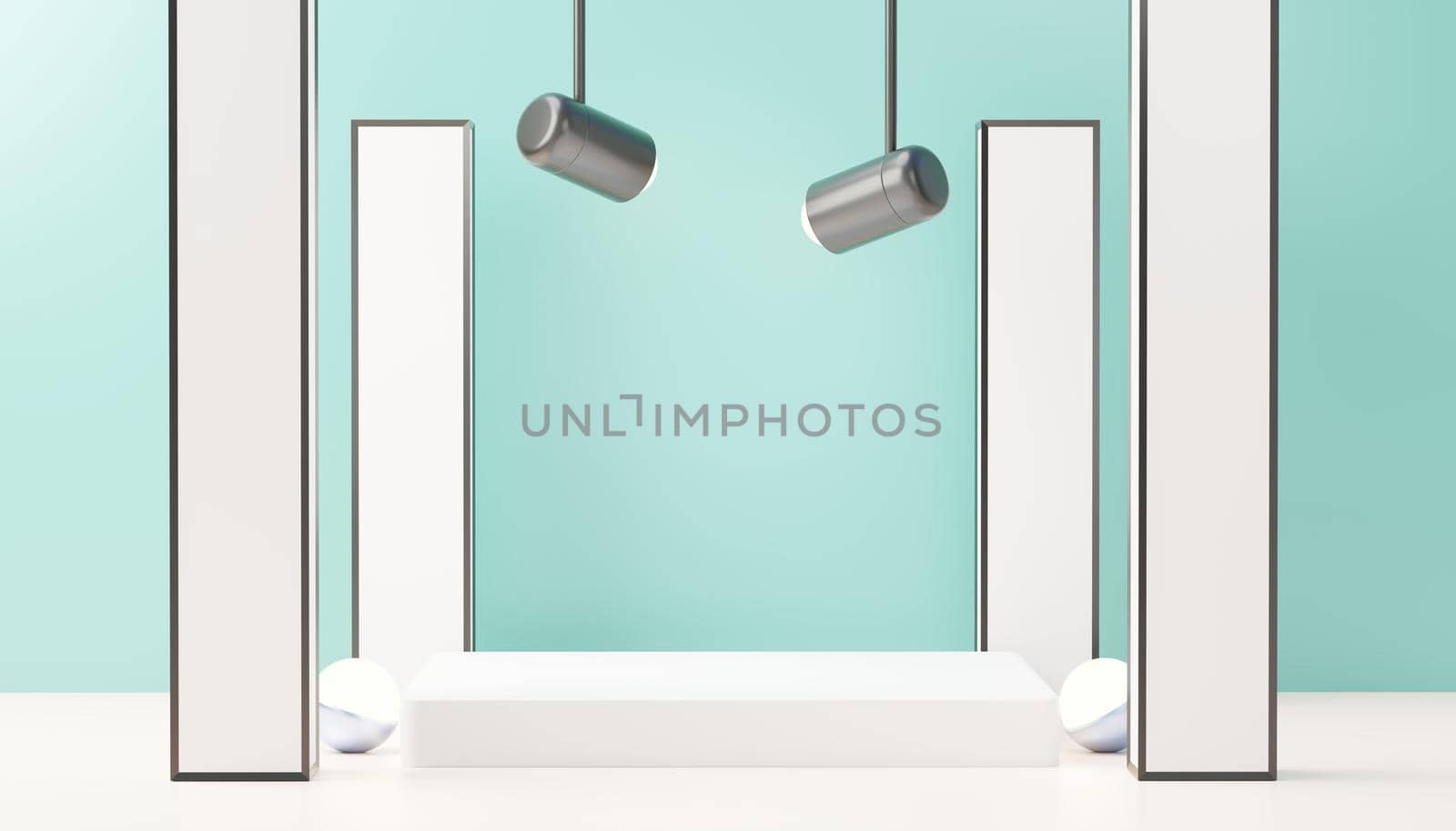 3d render abstract display podium platform for  product presentation and advertising. Minimal scene backdrop with clean design. Vacant pedestal for mock up. Empty stage with pastel color for cosmetic.