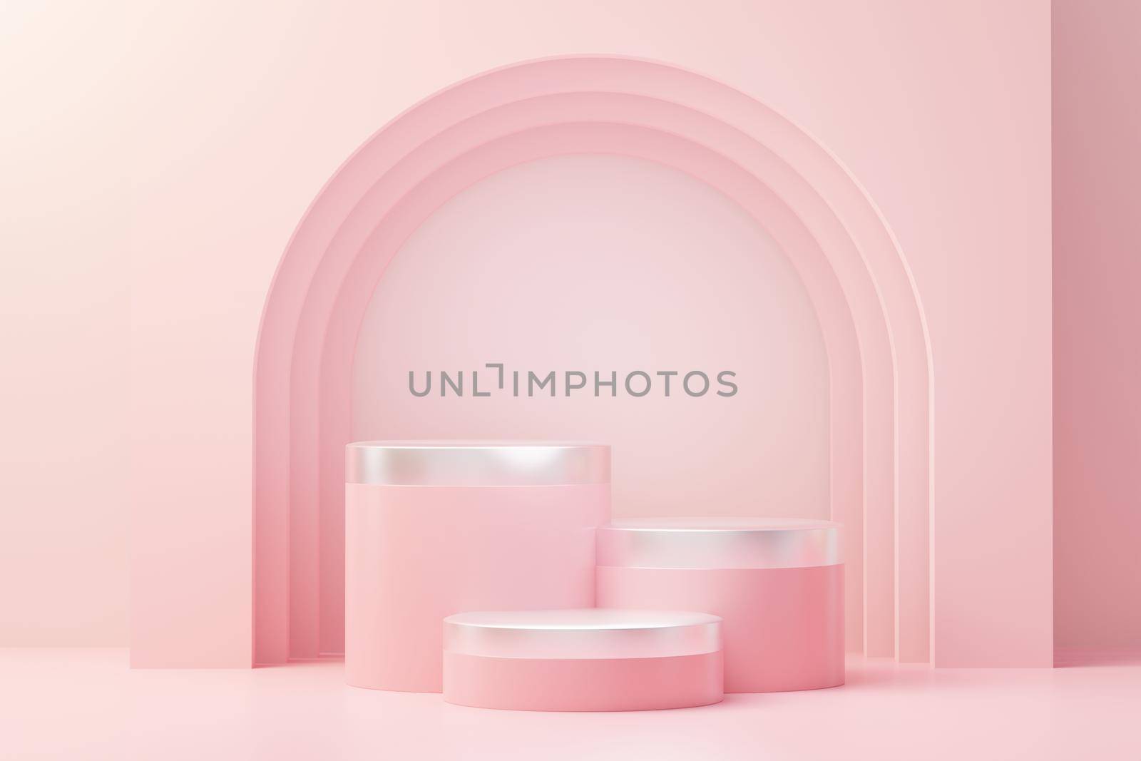 3d render abstract display podium platform for  product presentation and advertising. Minimal scene backdrop with clean design. Vacant pedestal for mock up. Empty stage with pastel color for cosmetic.