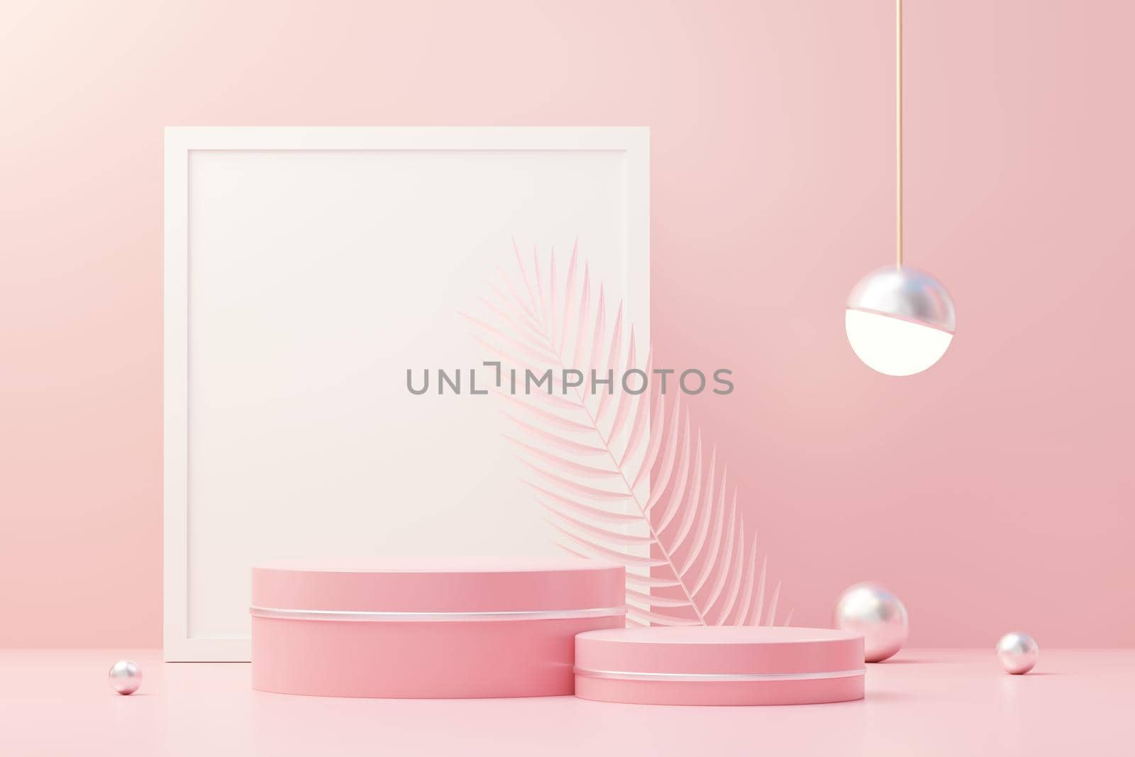 3d render abstract display podium platform for  product presentation and advertising. Minimal scene backdrop with clean design. Vacant pedestal for mock up. Empty stage with pastel color for cosmetic.