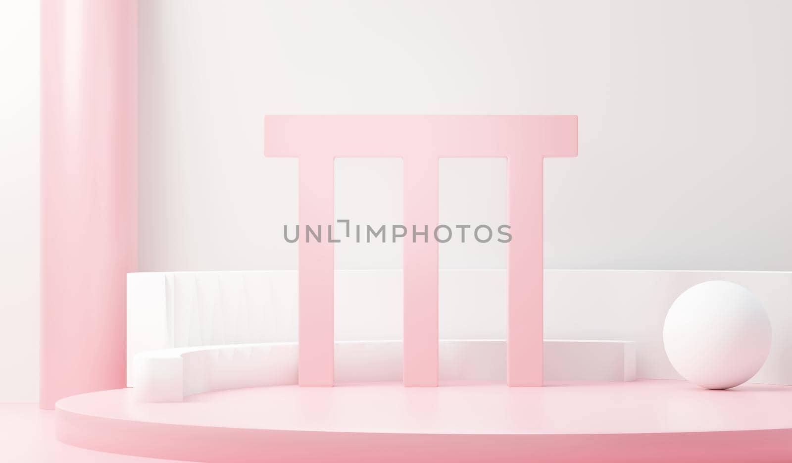 3d render abstract display podium platform for  product presentation and advertising. Minimal scene backdrop with clean design. Vacant pedestal for mock up. Empty stage with pastel color for cosmetic.