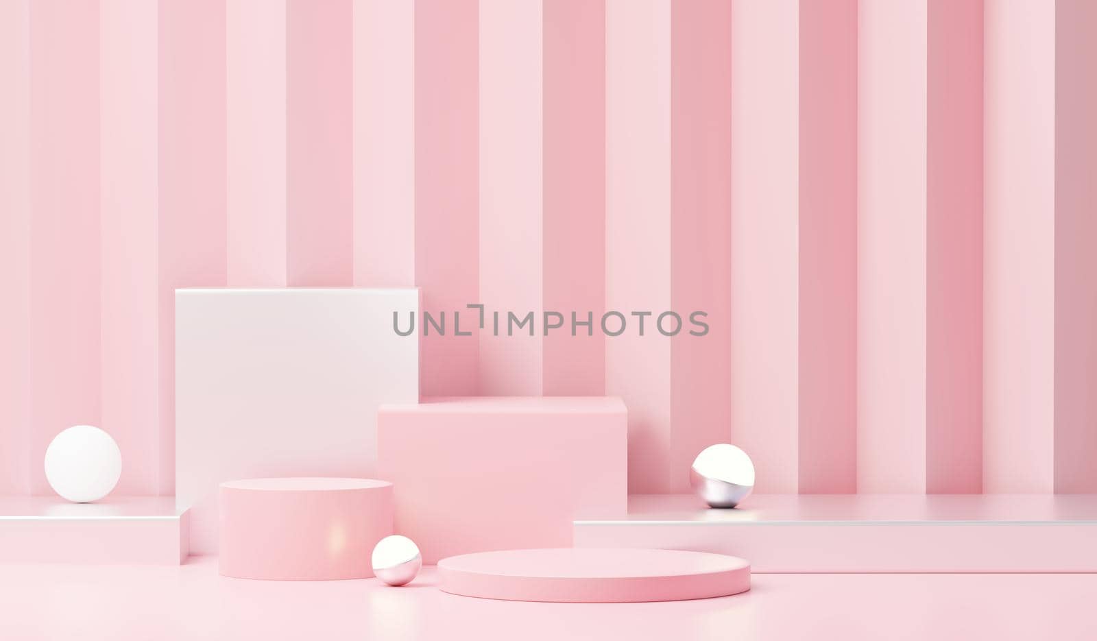 3d render abstract display podium platform for  product presentation and advertising. Minimal scene backdrop with clean design. Vacant pedestal for mock up. Empty stage with pastel color for cosmetic.