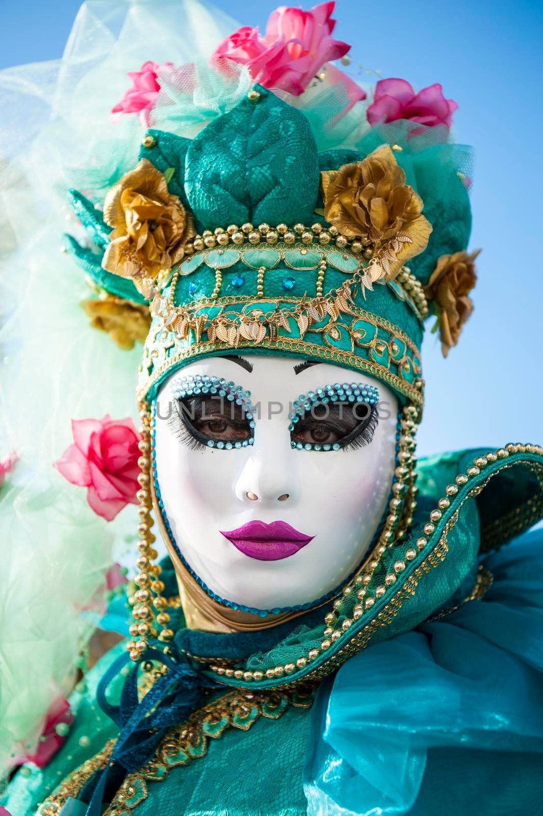 VENICE, ITALY - Febrary 22 2020: The masks of the Venice carnival 2020