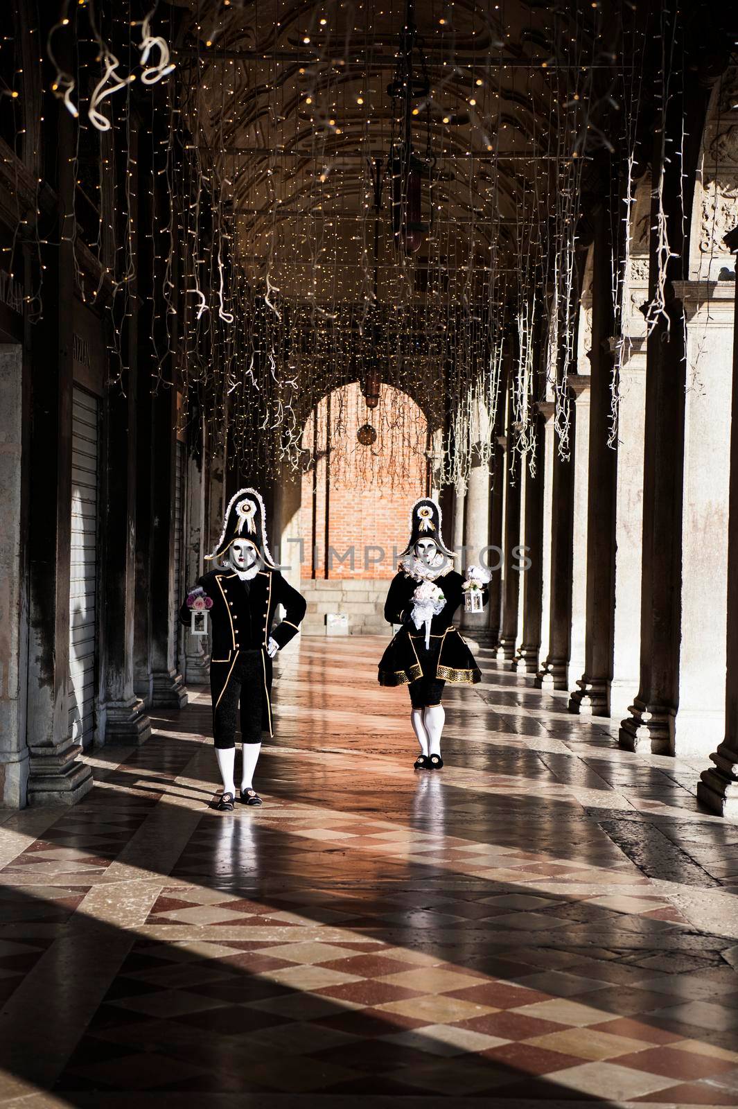 VENICE, ITALY - Febrary 22 2020: The masks of the Venice carnival 2020